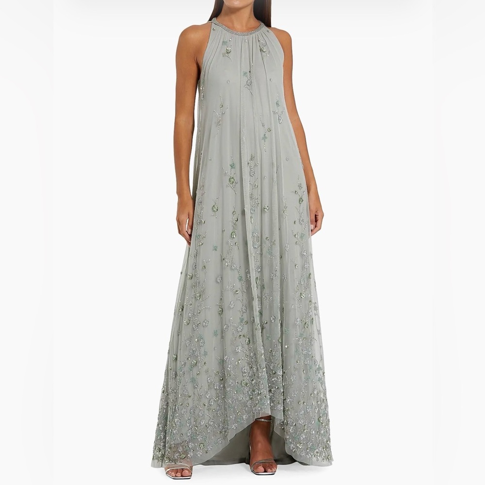Mac Duggal Silver Embellished High Low Gown - Picture 4 of 5